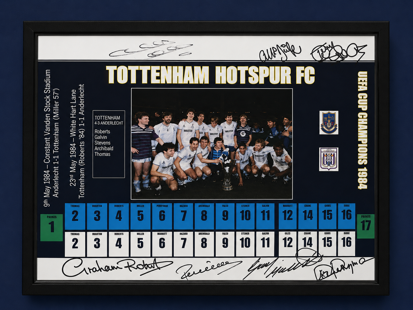 Tottenham Hotspur UEFA Cup 1984 - SIGNED